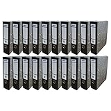 Netuno 20x Ordner Aktenordner 2-Ringordner Ekobox marmoriert schwarz folder organiser 75cm A4 breit aus Pappe Karton für Büro Regal Mappen office Schreibtisch
