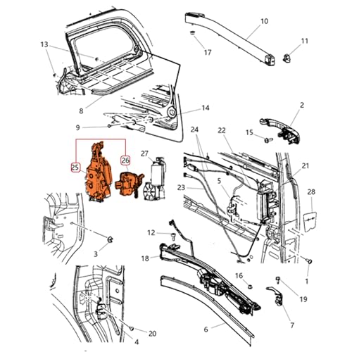 Image of Rear Right Sliding Door Lock Latch Actuator Compatible with 2008-2016 Chrysler Town & Country, 2008-2020 Dodge Grand Caravan, 2012-2015 Ram C /V Replaces 5020768AB 5020768AC 68030378AC