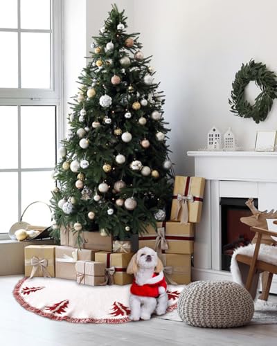 Christmas-Tree-Skirt-Christmas-Decorations-48-Inch-Knitting-Retro-Xmas-Tree-Skirt-Decor-Skirt-for-67-ft-Trees-White-with-Red Christmas Tree Skirt Christmas Decorations 48 Inch Knitting Retro Xmas Tree Skirt Decor Skirt for 67 ft Trees White with Red
