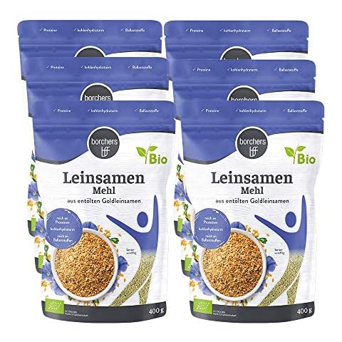 6 x borchers Bio Leinsamenmehl | Goldleinsaat | Von Natur aus Ballaststoffreich | Hoher Eiweißgehalt Cover