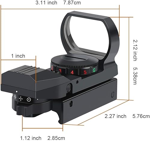 Miniatura 5 de Feyachi Reflex Sight - Adjustable Reticle 4 Styles Both Red and Green in one Sight