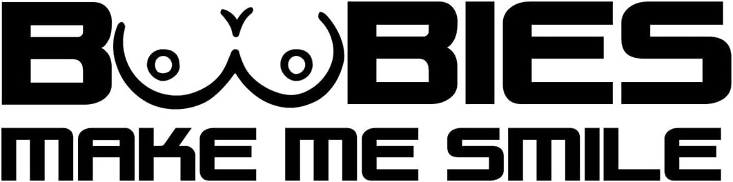 Crawford Graphix Boobies Make Me Smile Rude Funny Symbol Funny Bumper Car Van Bike Sticker Decal (6", Black)