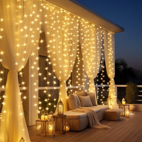 KatchOn, Christmas Fairy Curtain Lights, 300 LED 8 Modes