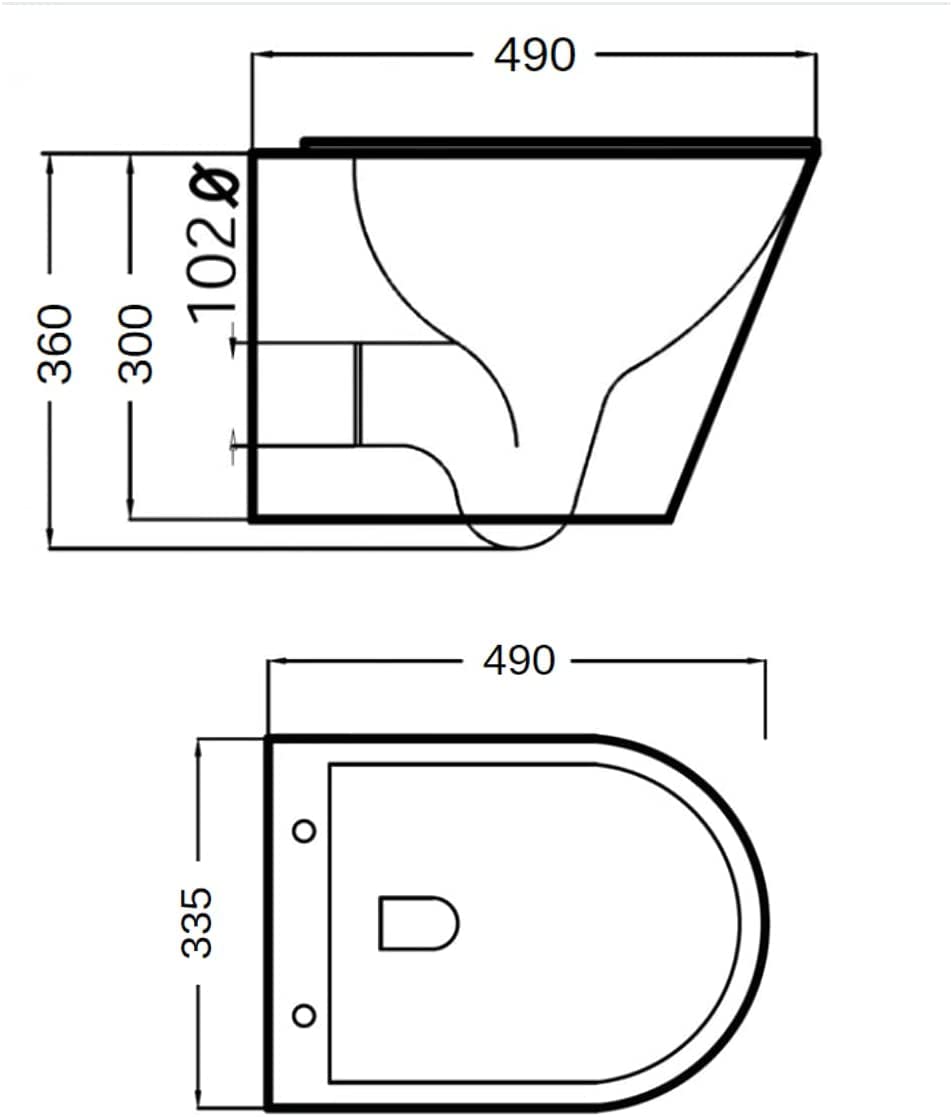 Wc Inodoro Suspendido Redondo Rimless | Vater Colgante de Cerámica Blanca con Montaje a Pared | Inodoro con Fondo Reducido y Asiento Caída Amortiguada (Wc Suspendido Redondo 49,0 x 33,5 x 30 cm)