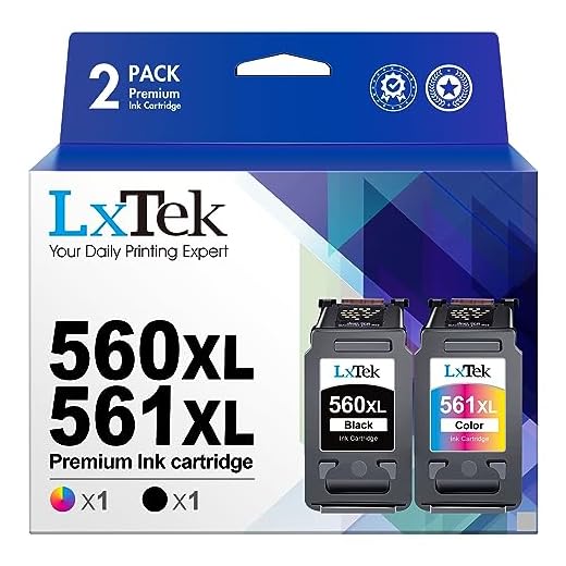 LxTek PG-560XL CL-561XL Tintenpatrone Wiederaufbereitet Ersatz für Canon PG 560 CL-561 XL für Canon Pixma TS5350 TS7450 TS5351 TS5352 TS5353 TS7451 (1 Schwarz, 1 Farbe)