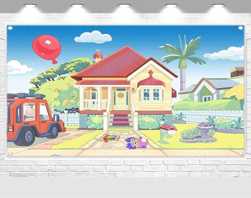 Cartoon Dog House Backdrop, Blue Sky Birthday Photography Backgro...