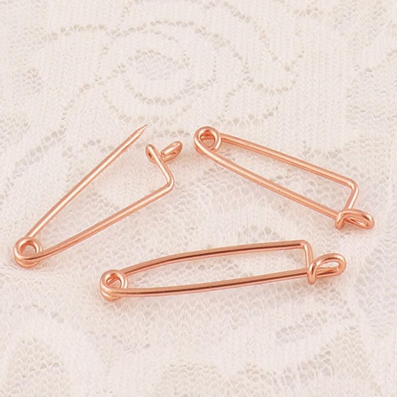 26×8mm 100pcs Large Safety Pin, Metal Rose Gold Copper Small and Simple, Used for DIY Clothing Accesso ries Brooch