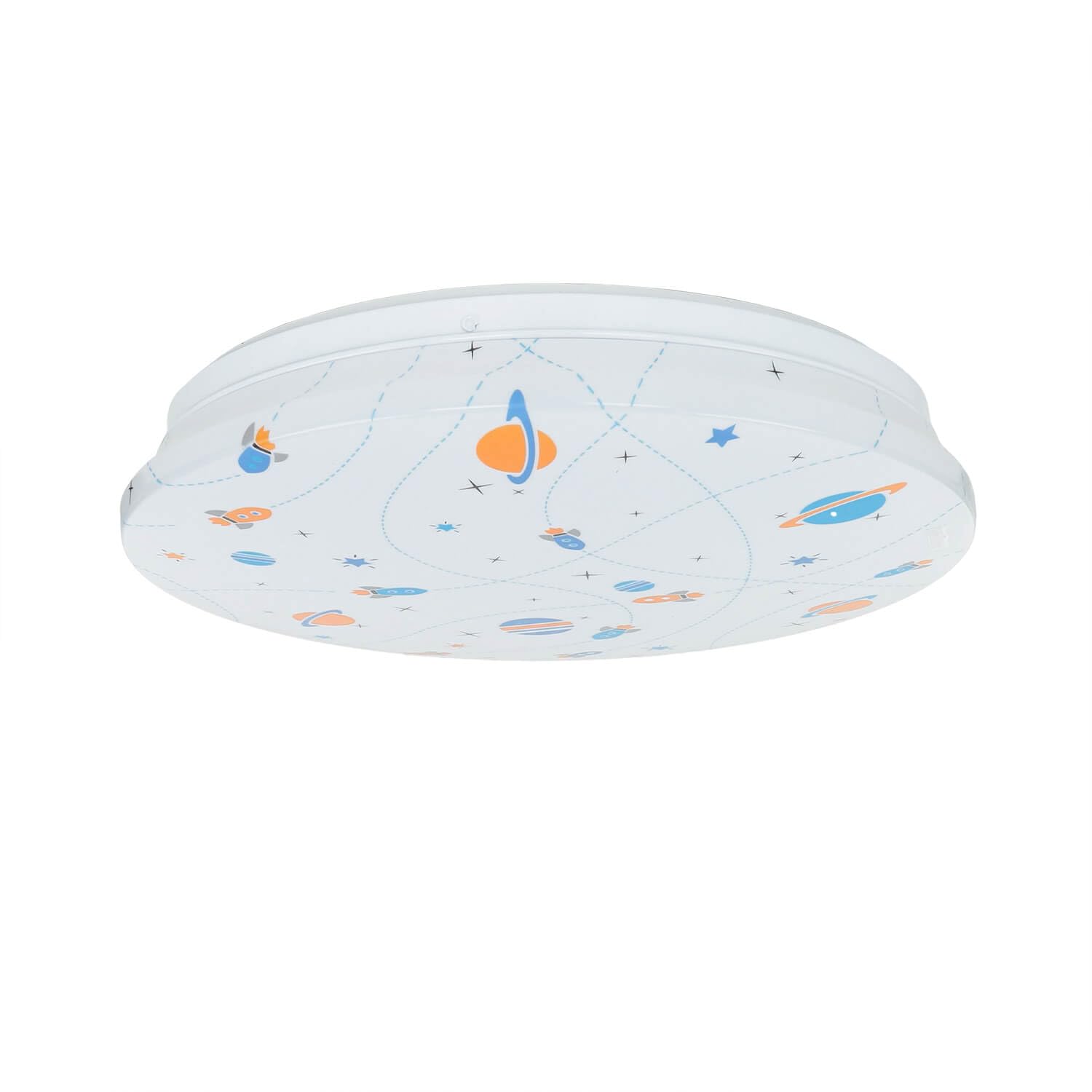 Licht-Erlebnisse LED Kinderzimmerlampe Decke IP44 D: 33,5 cm rund Weiß Bunt 4000 K 1300 lm Weltall Deckenleuchte Kinderzimmer