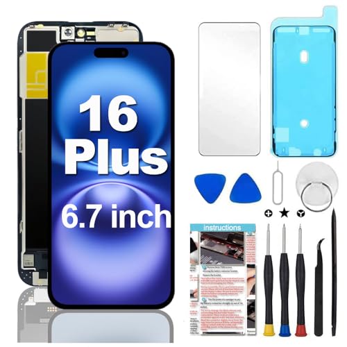 Fixerman for iPhone 16 Plus Screen Replacement 6.7 inch 3D Touch LCD Display Digitizer Assembly with Repair Tools - Model A3290 A3082 A3289 A3291