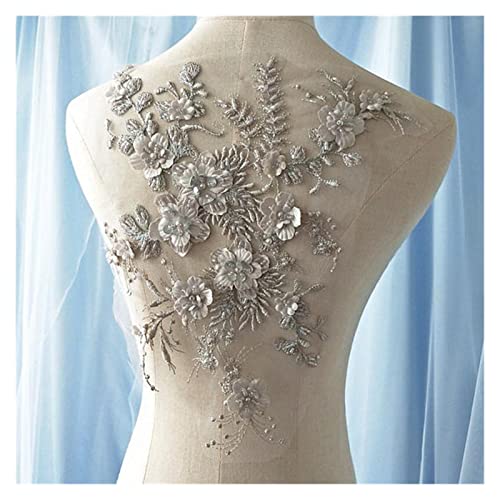 ZZSRJ 1pc Grey 3D Embroidered Lace Flower Appliqué Dress DIY Garment Decoration Accessory (Color : Red, Size : One Size)2