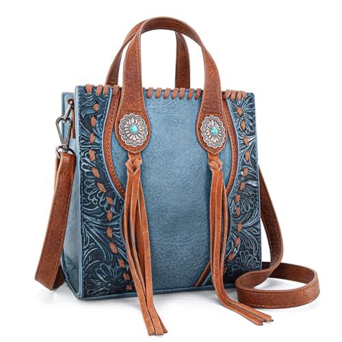 Image of Trinity Ranch Crossbody Bags for Women Mini Handbag Floral Tooled Concho Collection