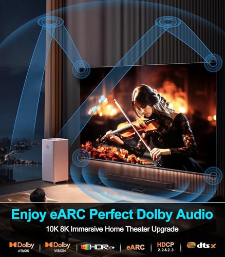 Image of Sniokco 10K 8K HDMI 2.1 Cable 1.6FT, Certified 48Gbps Ultra High Speed HDMI Cable 0.01ms 4K 240Hz 165Hz 120Hz 8K 60Hz eARC Netflix HDCP 2.3 2.2 DTS:X HDR10+ TV Monitor Projector