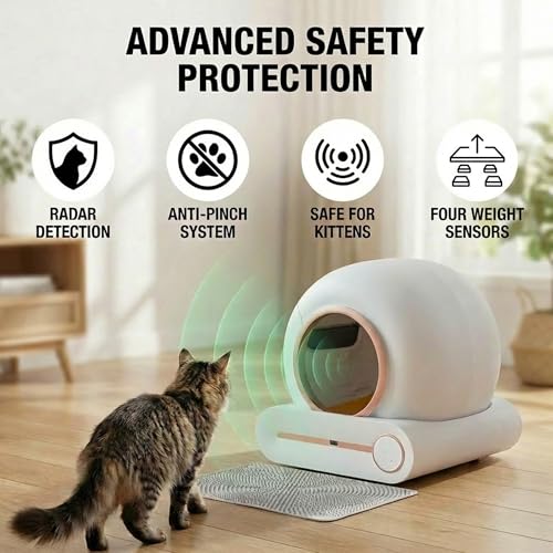 Litière chat autonettoyante 65L connectée Tuya pour appartement