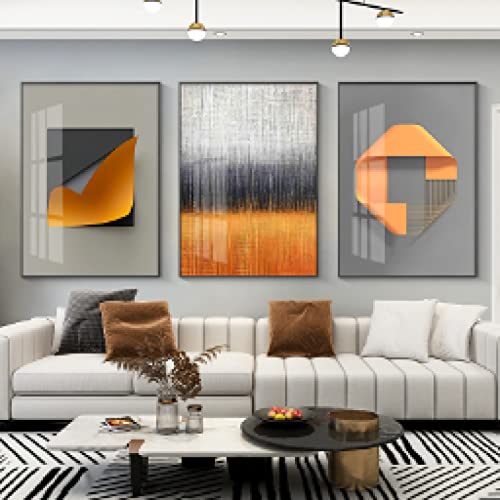 Peinture abstraite orange 50x70cm de style nordique moderne pour la décoration murale du salon