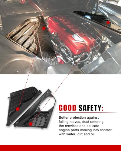 Image of Real Carbon Fiber Rear Engine Bay Panel Cover Rear Engine Covers Fit for 20+ Corvette C8 Engine Case Guards Protector Splash Shield