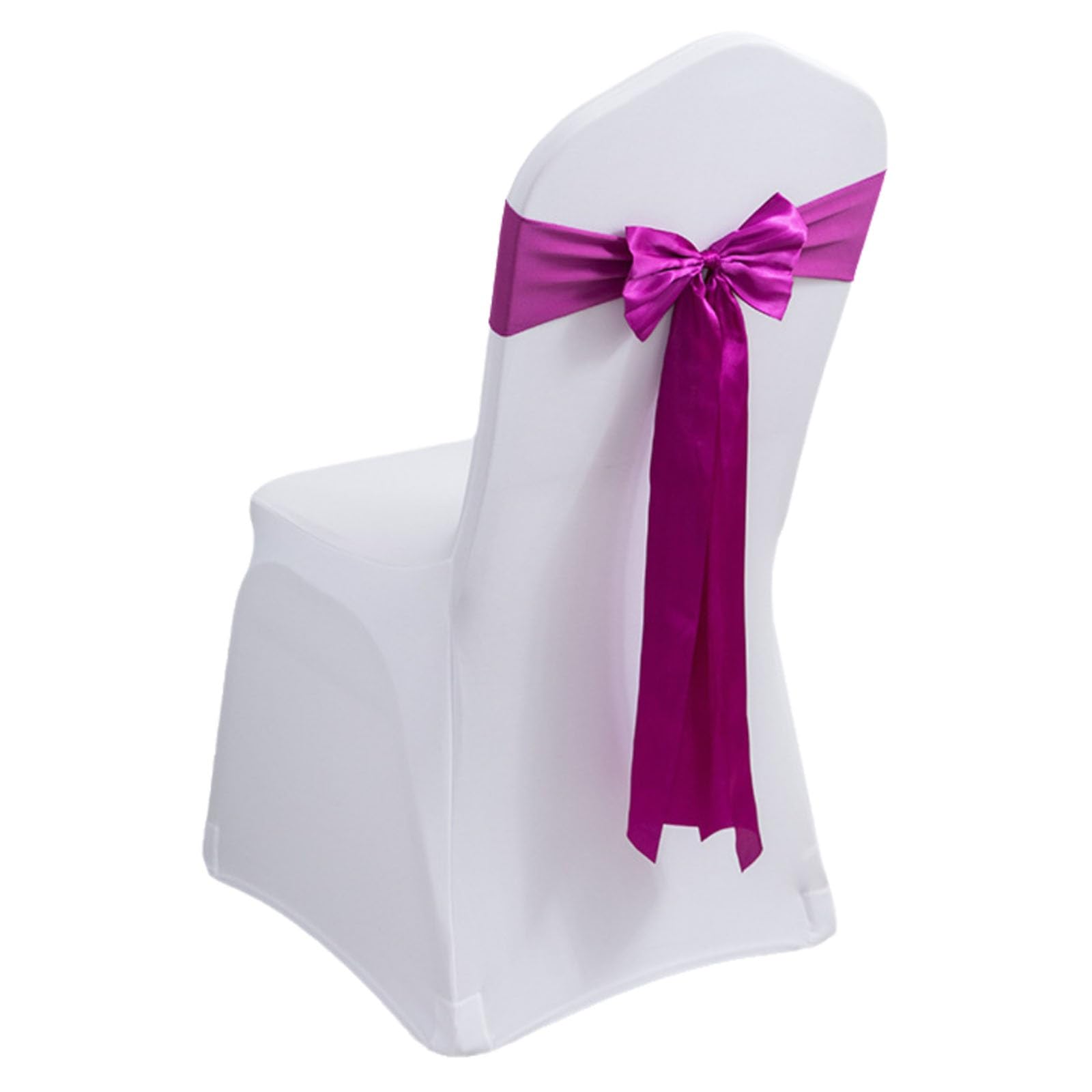 Stretch Chair Sashes, Chair Bows No Need Tied, Polyester Chair Bands, Sashes for Chair Covers for Hotel Wedding Reception Birthday Party Ceremony Decor(Purple red,6PCS)