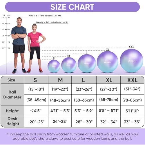 Image of APEXUP Yoga Ball, 660 lbs Anti-Burst Exercise Ball with Pump, 5 Sizes | Anti-Burst, Anti-Slip, SGS Certified, Strengthens Core, Improves Balance & Posture, Boosts Flexibility & Stability
