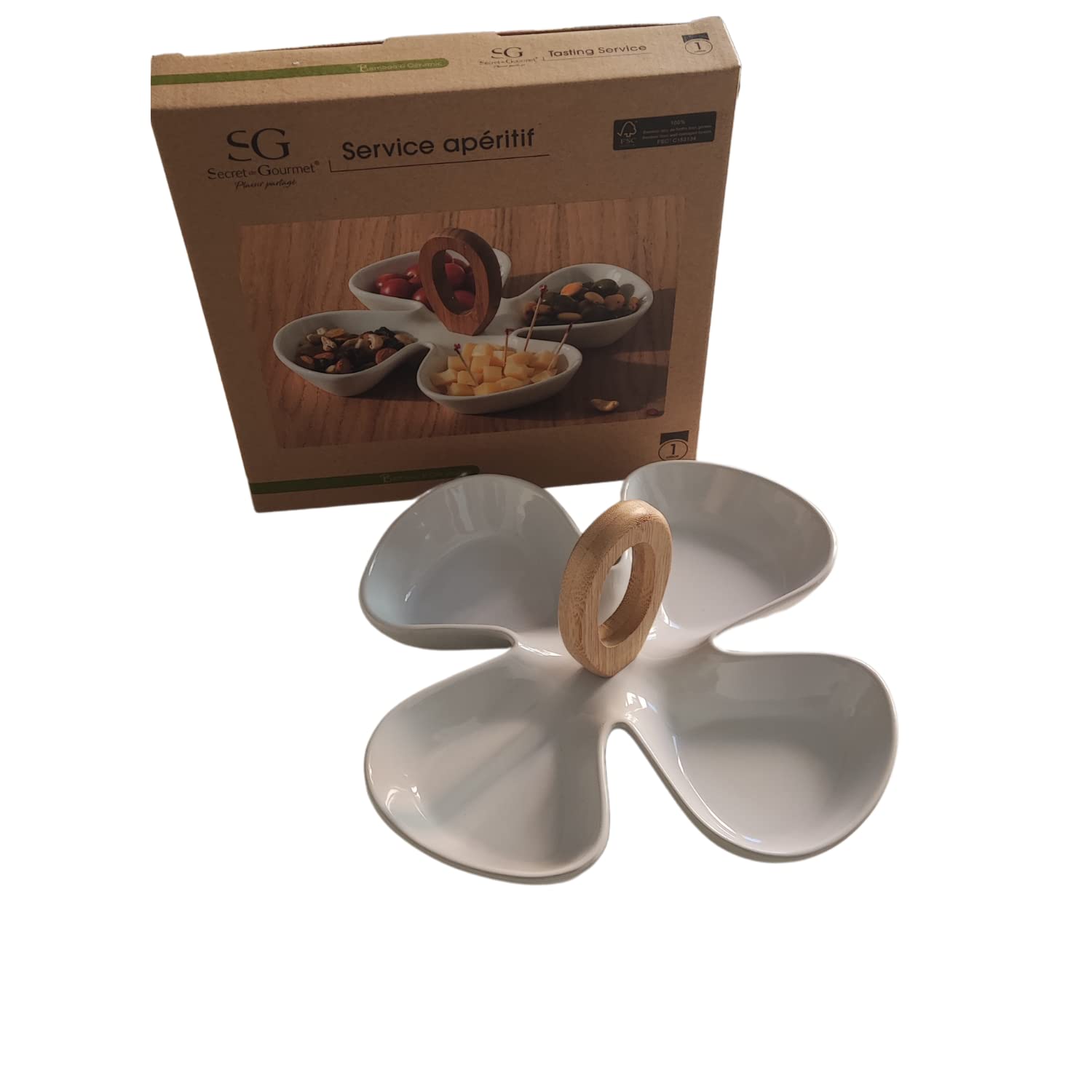 Secret de Gourmet - Set Apéritif 5 pièces 1 plateau en bois et 4