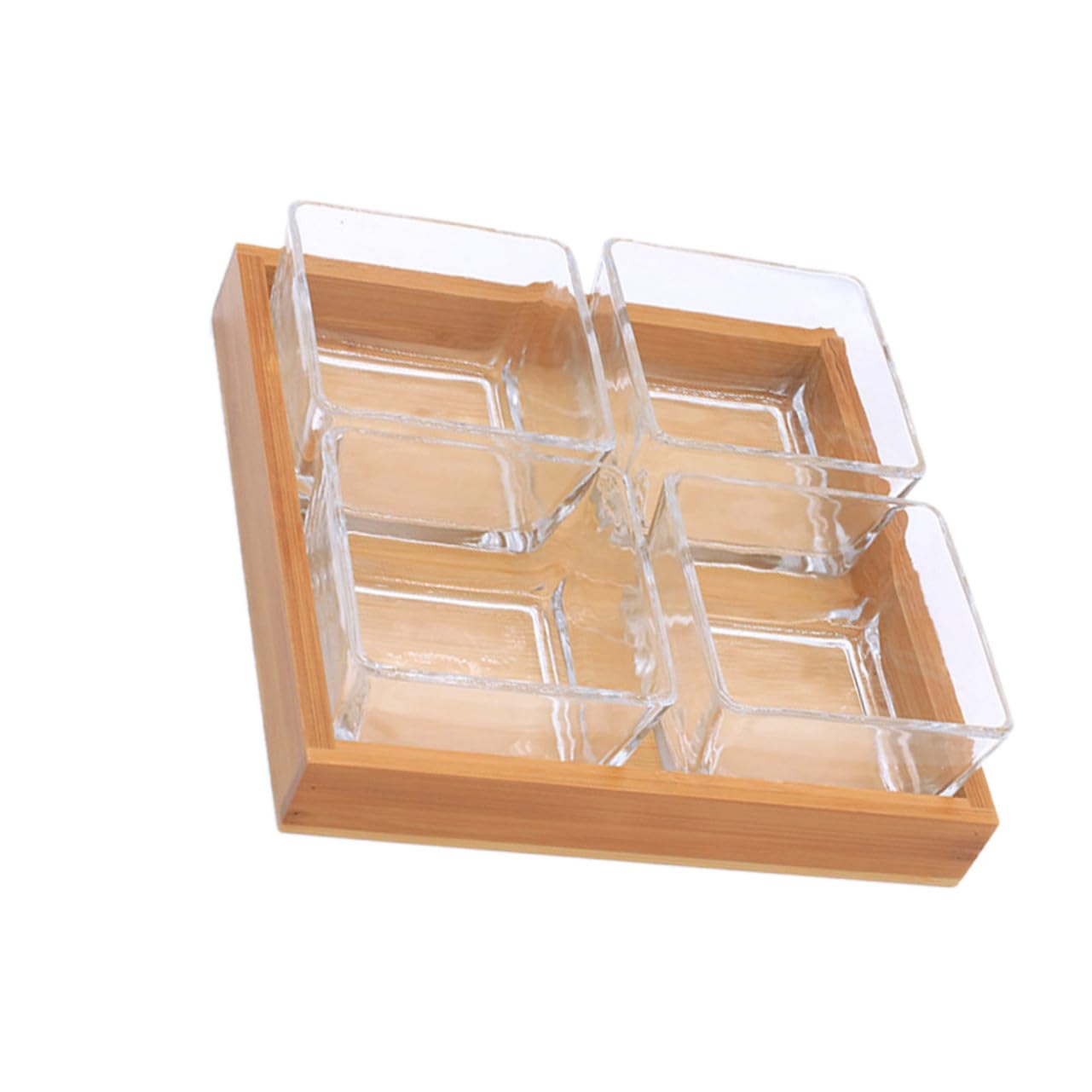 VALICLUD Plateaux de Fruits Couleur Aléatoire Support en Bois en Verre Design Divisé Plateau Solide Service Rangement pour Fruits Secs et Noix