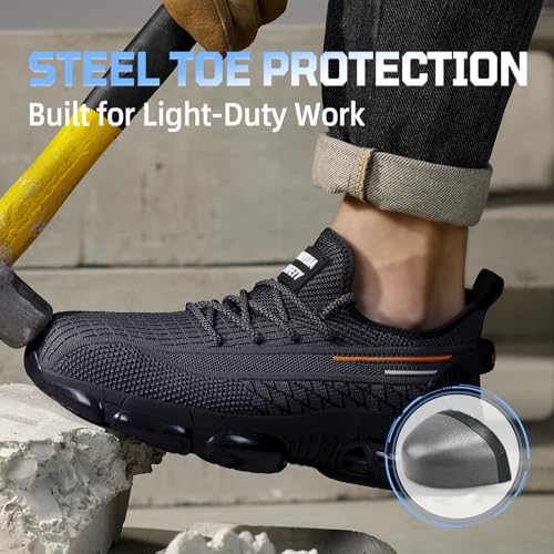 Image of Steel Toe Work Shoes for Men Lightweight Safety Shoes with Puncture Resistant Sole Comfortable Construction Industrial Work Shoe for Warehouse