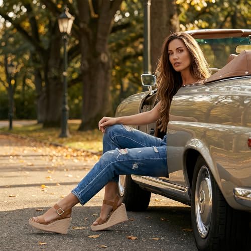 Image of VICKI.VICKI Women's Platform Sandals Wedge Ankle Strap Open Toe Sandals