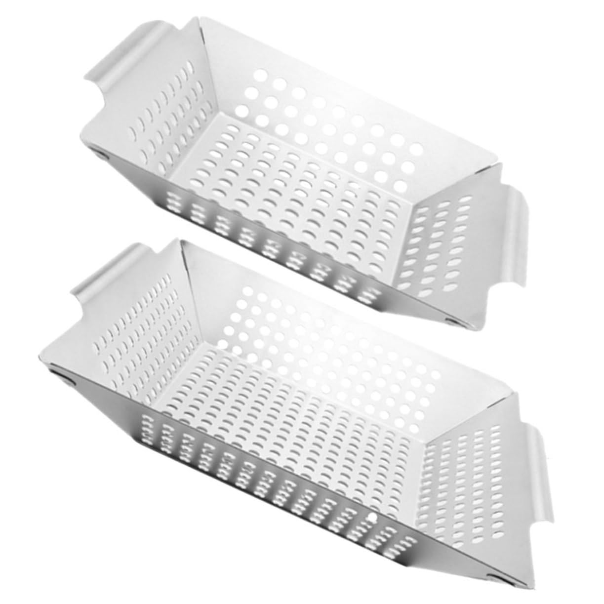 2 Pezzi Barbecue Inossidabile per Verdure e Grigliate per Picnic e Strumento Portatile per Ristoranti