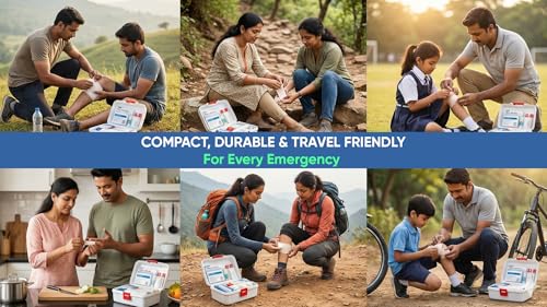 Image of Carent Jumbo First Aid Kit for Home, Car, Travel & Office - 21 Essential Emergency Medical Supplies with Thermometer, Antiseptic, Pain Relief & Wound Care | Compact & Portable