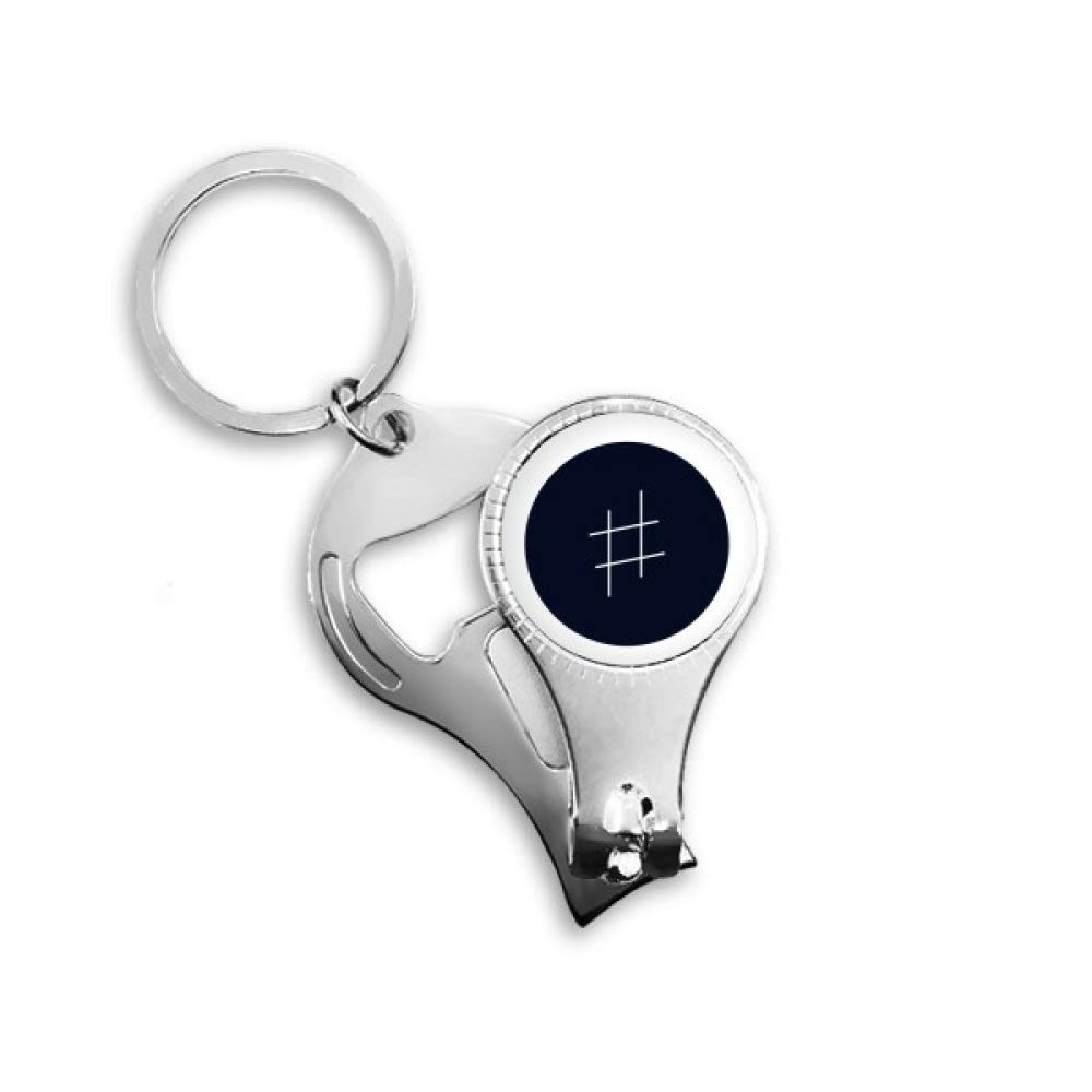 White Music Signature Black Nail Nipper Ring Key Chain Bottle Opener Clipper