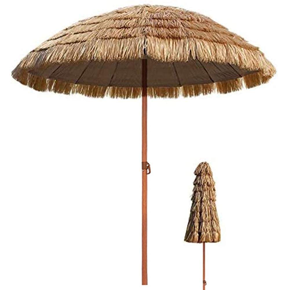Sombrilla Parasol Sombrilla de Paja Tropical, Sombrilla Inclinable Impermeable para Patio de Piscina, para Viajes al Sol y al Aire Libre, Parasol de 240 cm / 280 cm (Tamaño: 9,8 pies) ()