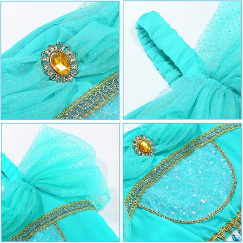 Disfraz de Princesa Niña Turquesa 2 Piezas Talla 5-6T miniatura 6