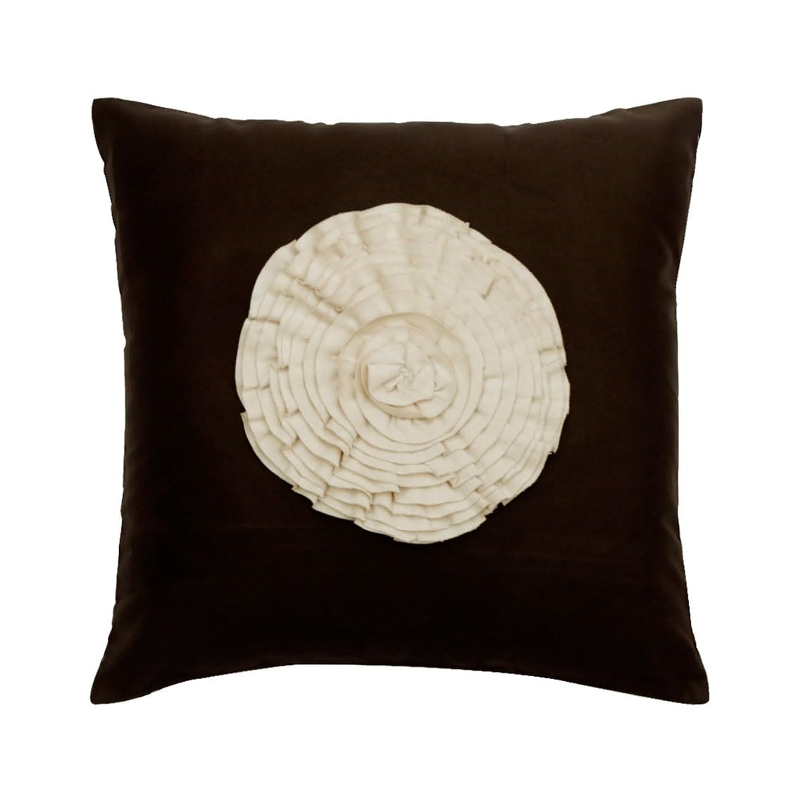 The HomeCentric Brown Cushion Shams, Vintage Style Frills Medallion Pack of 2, 60x60 cm (24"x24") Cushion Sham, Square Faux Suede Cushion Shams, Modern Cushion Shams, Floral Pillow - Vintage Blossoms