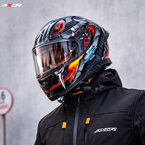 Image of Axor X Altor Apex Venomous Smart Helmet - Bluetooth, High-Impact, Scratch-Resistant Visor, Sensor- Black Grey, L