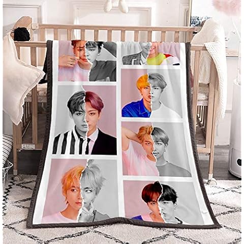 Dolpind Kpop BTS Blanket Love Yourself Flannel Throws Blankets SUGA Jimin V Jungkook Rap Blankets Merchandise Cover