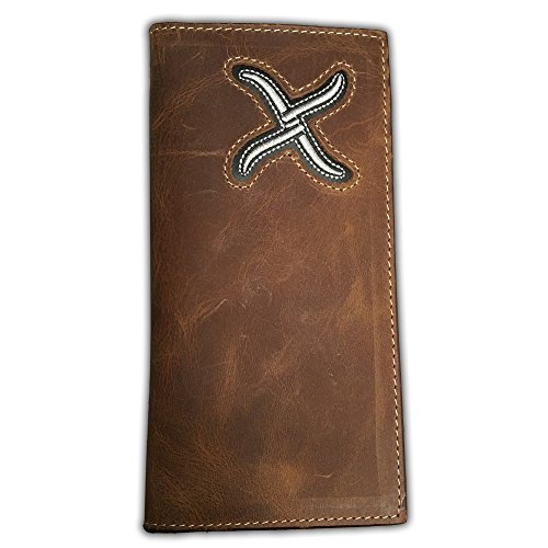 Twisted X Distressed Brown and White Checkbook Wallet, Large
