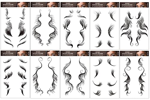 10 Sheets Waterproof Long Lasting Baby Hair Edges Temporary Tattoo Stickers For Women