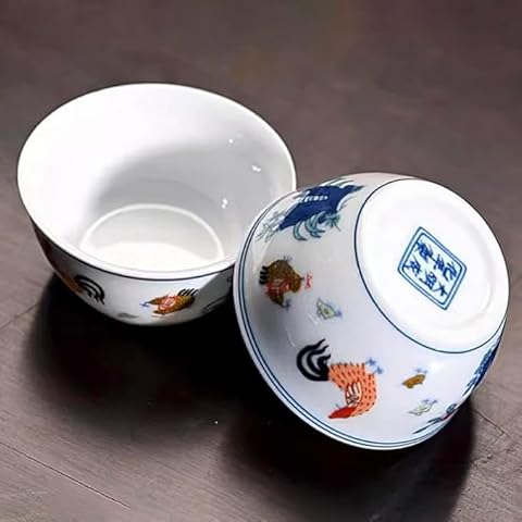 YOMENO Ceramic Ming Dynasty Tea Cups Set Cover