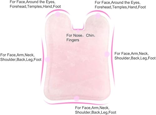 Miniatura 5 de LWBTOSEE Gua Sha Herramienta facial - Herramientas de masaje de spa para hinchazón ocular, círculo oscuro y drenaje linfático - Tabla de cuarzo rosa