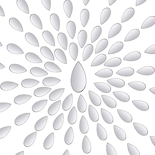 Purpeak Teardrop Shaped Craft Mirrors Mini Glass Mirror Tiles Small Mirror Mosaic Tiles DIY Mirror Tiles Decorative Mosaic Tiles for DIY Craft Home Decor (300 Pieces)