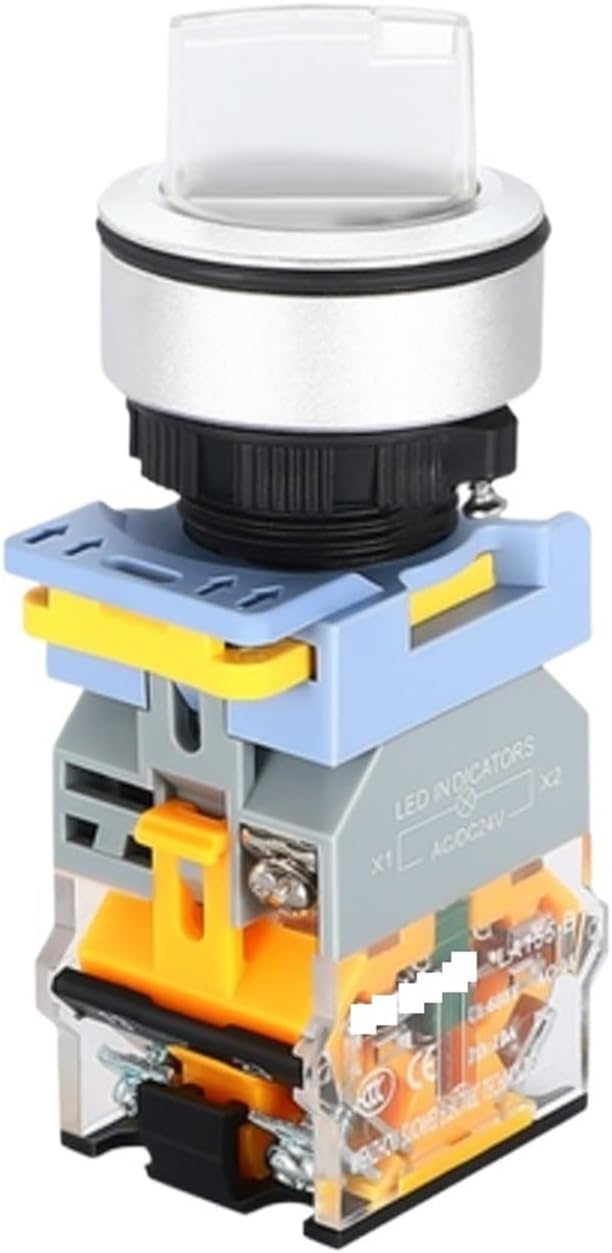 30MM Knob Rotary Switch with LED Latching Momentary 2NO 1NO1NC 2 3 Position 10A Selector Power Switch ON/Off 12V 24V 220V Red(White Light,2NO_3 Position MOMENTARY_220V)