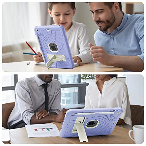SIBEITU iPad 6th Generation Cases for Kids | iPad 5th Generation Case 9.7 inch w/Pencil Holder iPad 9.7 Case w/Stand for Boys Girls | Heavy Duty Rugged iPad Case for 6th/5th 2018/2017 Purple