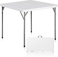 Vista 18 de SUPER DEAL Mesa plegable de plástico de 2.5 pies, para interiores y exteriores, portátil, resistente, altura ajustable, para cocina o camping, Blanco
