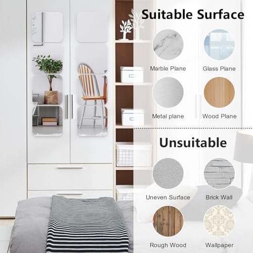Image of Shiftshade Wall Stickers - Unbreakable Self-Adhesive Mirror Tiles for Bedroom, Home, Gym, Door - Acrylic Shatterproof Sheets, Panels (8x8 Inch, 4 Pcs)