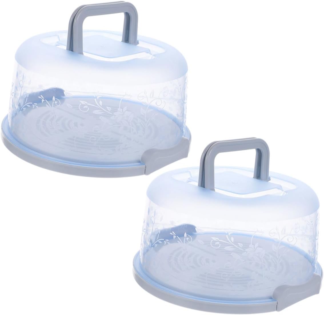 2pcs Portable Cake Carrier with Handle Blue round Pp Cake Box Reusable Dessert and Bakery Packaging for Food Storage