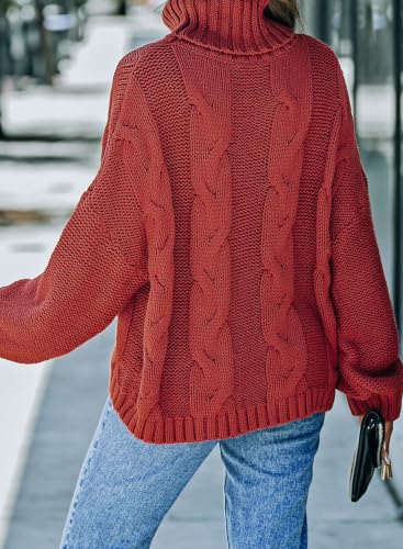 Image of Dokotoo Womens Sweaters Turtleneck Cable Knit Chunky Pullover Fall Outfits