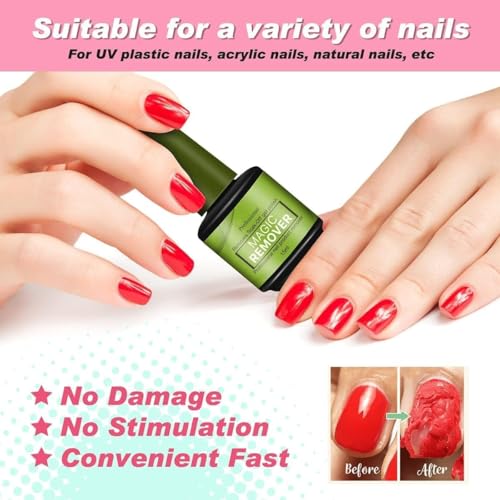 Image of Gel Nail Polish Remover, Professional Magic Remove Soak-Off Gel Polish, Peel Off In 2-5 Minutes, No Need for Foil, Soaking or Wrapping.