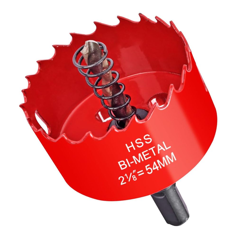 2-1/8Inch/54mm Hole Saw for Wood and Plastic,2-1/8"HSS Bi-Metal Hole Cutter for Wood,Cornhole Boards, Drywall, PVC Boards, Vent Pipes (2-1/8"|54mm)