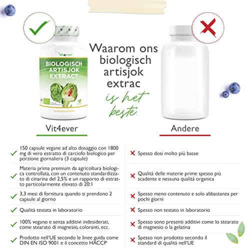 Biologisch Artisjok Extract - 240 Capsules - 1800 mg per dagelijkse dosis (2.5% Cynarine) - Echt 20:1 Artisjok Extract… - Image 4