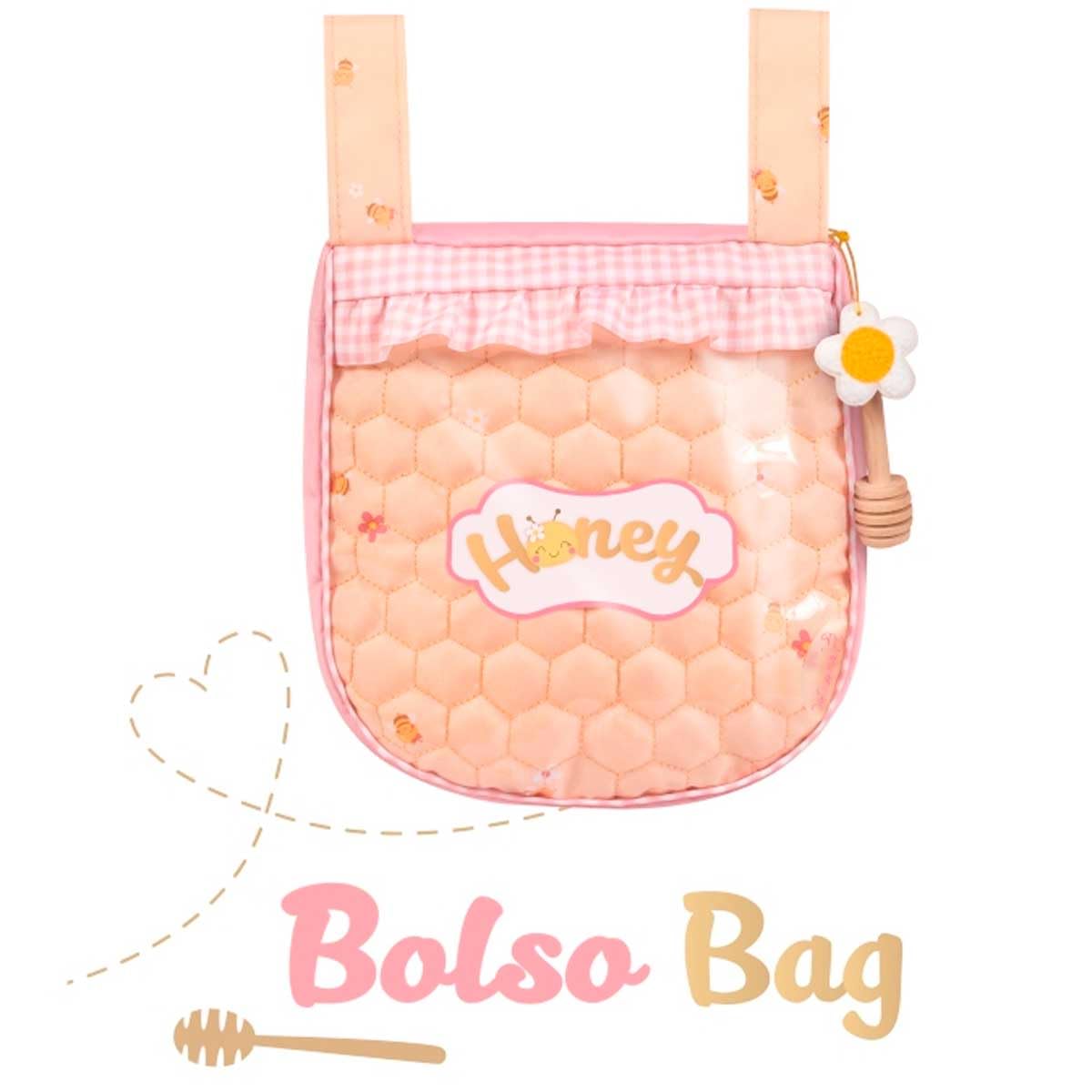 Carro de Muñecas Plegable con Sombrilla y Peluche Honey DeCuevas 85070