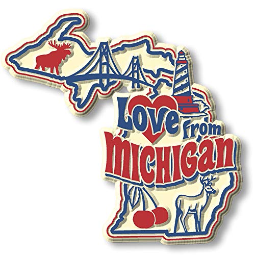 Imán decorativo Love from Michigan 2.9 x 2.8 pulgadas