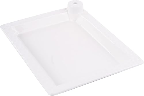Miniatura 4 de Bandeja rectangular de cerámica para servir  Plato de servir blanco de 12 x 9 pulgadas para entretenimiento, bandeja grande con clavija para